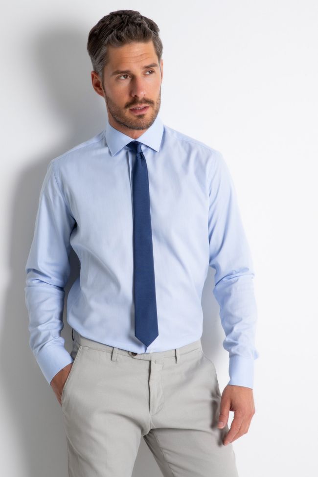 Aplomb Hemd Herren Aplomb Slim Einfarbig 100% Baumwolle Kragen Französisch Lange Ärmel