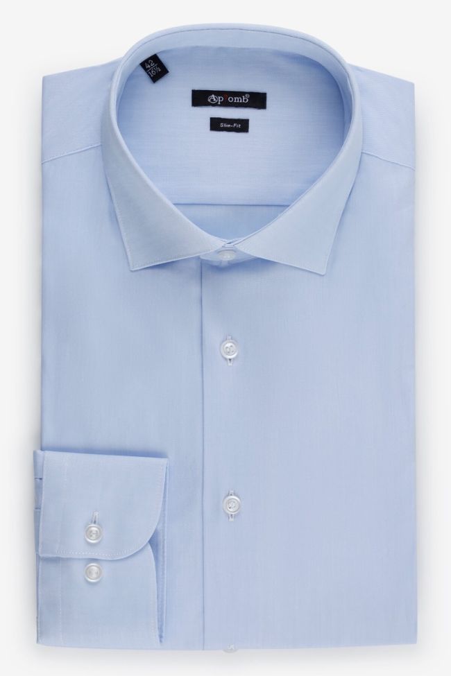 aplomb Hemd Herren Aplomb Slim Einfarbig 100% Baumwolle kragen Französisch Lange Ärmel