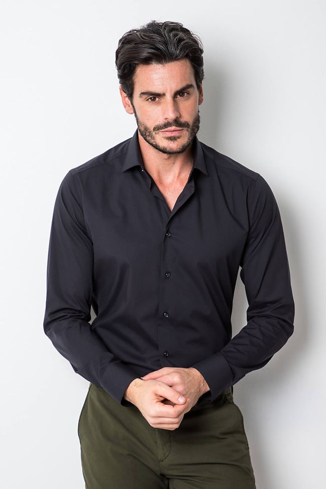 Aplomb Hemd Herren Aplomb Slim Einfarbig 100% Baumwolle Kragen Italienisch Lange Ärmel