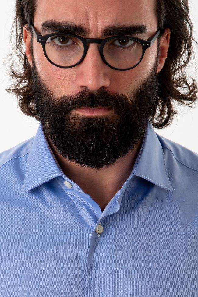 Aplomb Hemd Herren Aplomb Slim Einfarbig 100% Baumwolle Kragen Französisch Lange Ärmel