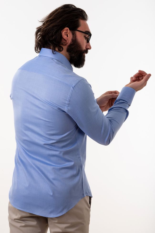 Aplomb Hemd Herren Aplomb Slim Einfarbig 100% Baumwolle Kragen Französisch Lange Ärmel