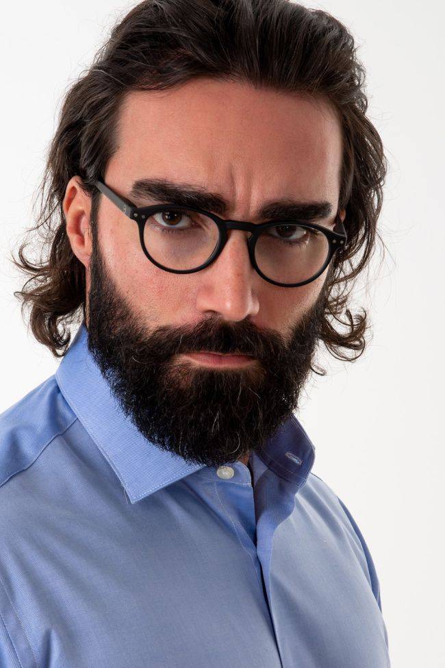 Aplomb Hemd Herren Aplomb Slim Einfarbig 100% Baumwolle Kragen Französisch Lange Ärmel