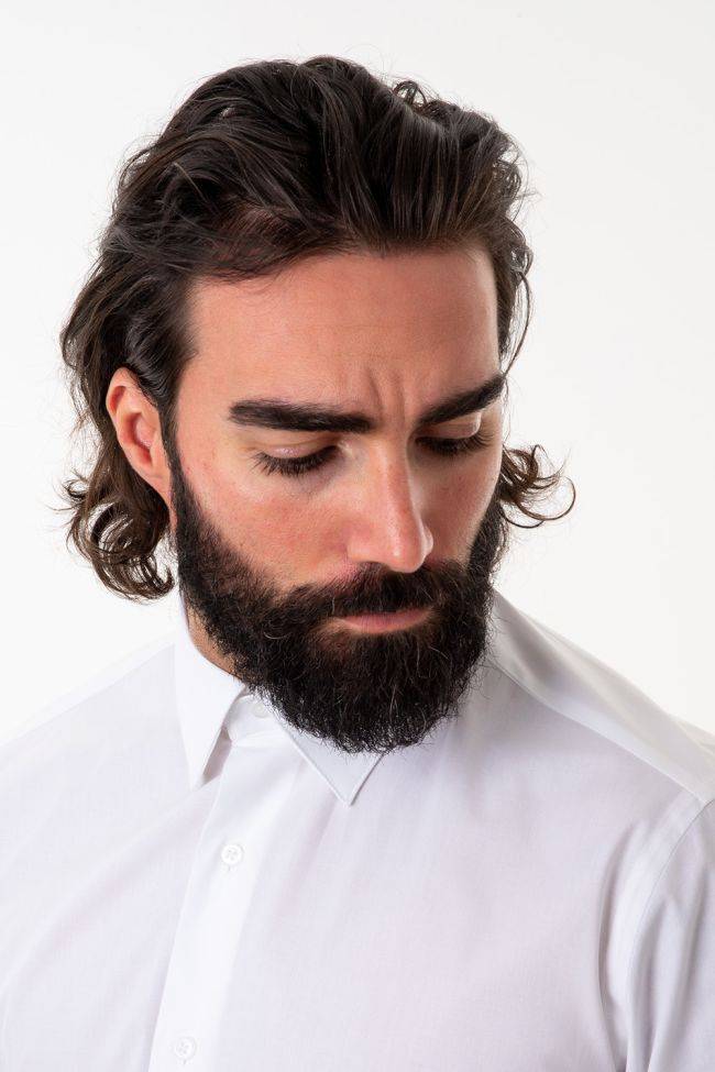 Aplomb Hemd Herren Aplomb Slim Einfarbig 97% Baumwolle 3% Elastan Kragen Italienisch Lange Ärmel