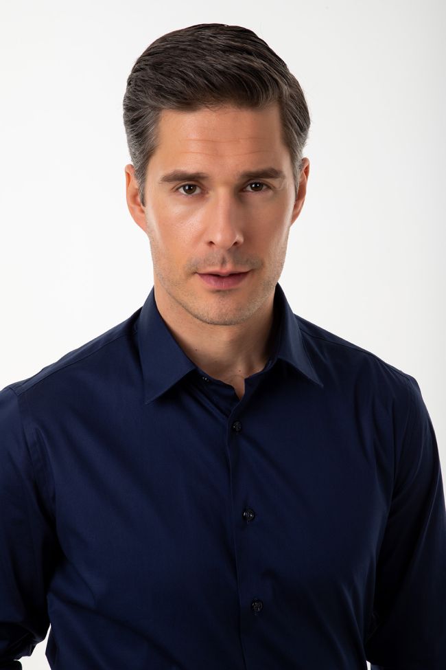 Aplomb Hemd Herren Aplomb Slim Einfarbig 97% Baumwolle 3% Elastan Kragen Italienisch Lange Ärmel
