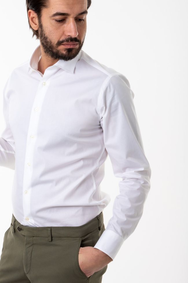 Aplomb Hemd Herren Aplomb Slim Einfarbig 97% Baumwolle 3% Elastan Kragen Französisch Lange Ärmel