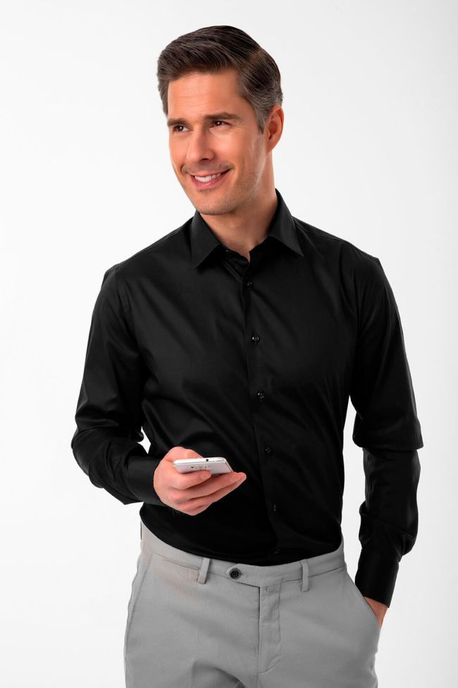 aplomb Hemd Herren Aplomb Slim Einfarbig 97% Baumwolle 3% elastan kragen Italienisch Lange Ärmel
