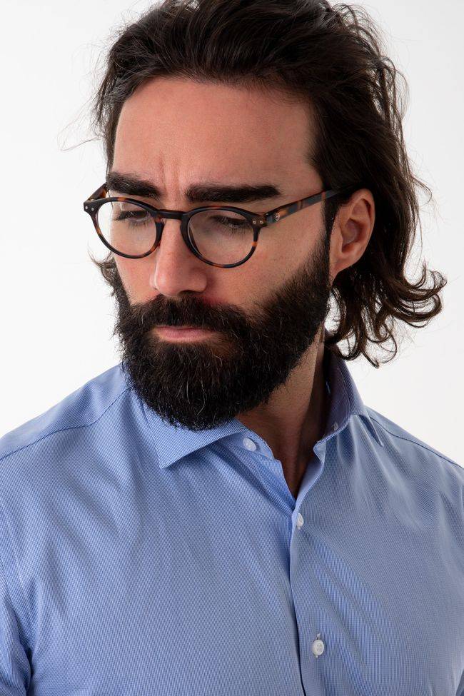 Aplomb Hemd Herren Aplomb Slim Karo 100% Baumwolle Kragen Französisch Lange Ärmel