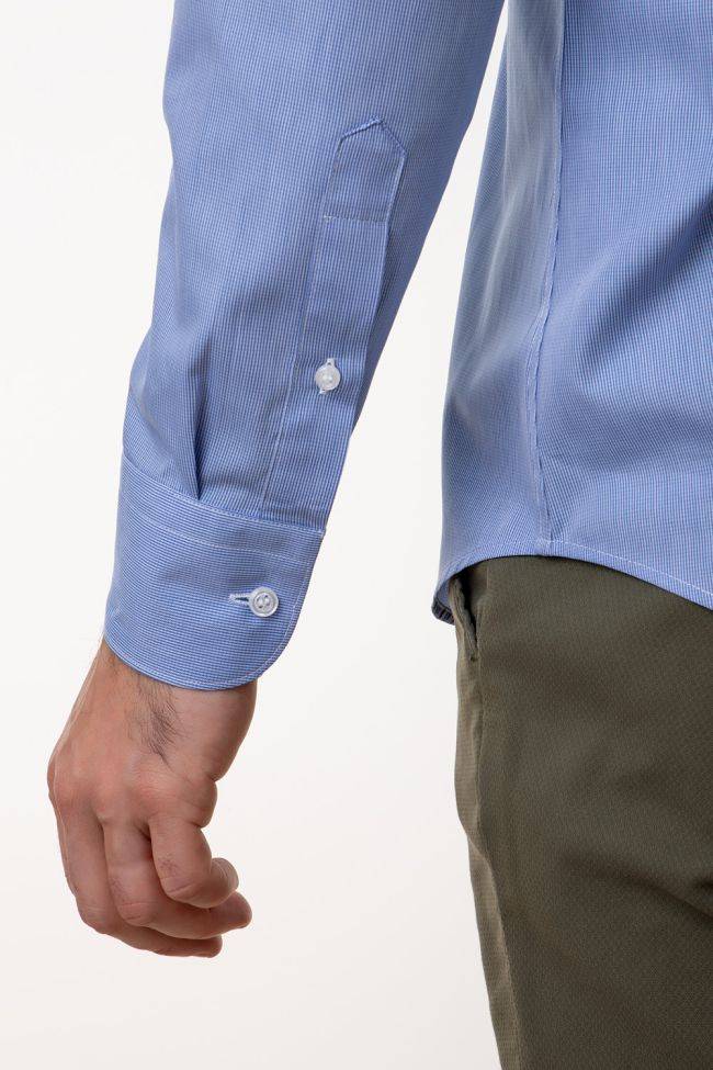 Aplomb Hemd Herren Aplomb Slim Karo 100% Baumwolle Kragen Französisch Lange Ärmel