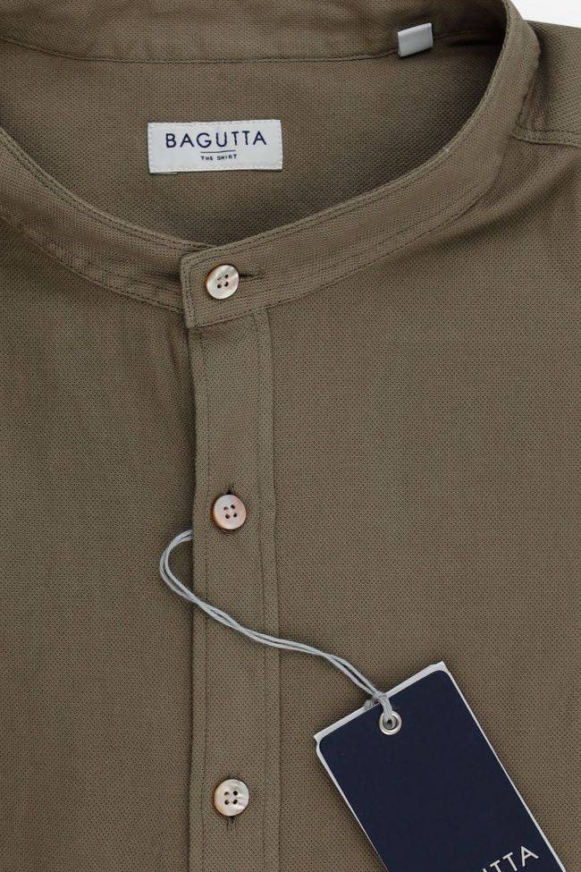 Bagutta Hemd Herren Bagutta Slim Halb Unifarben 100% Baumwolle Kragen Mandarinkragen Lange Ärmel