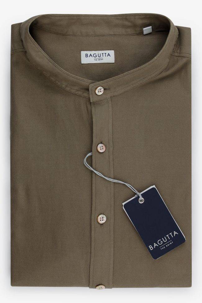 bagutta Hemd Herren Bagutta Slim Halb Unifarben 100% Baumwolle kragen Mandarinkragen Lange Ärmel