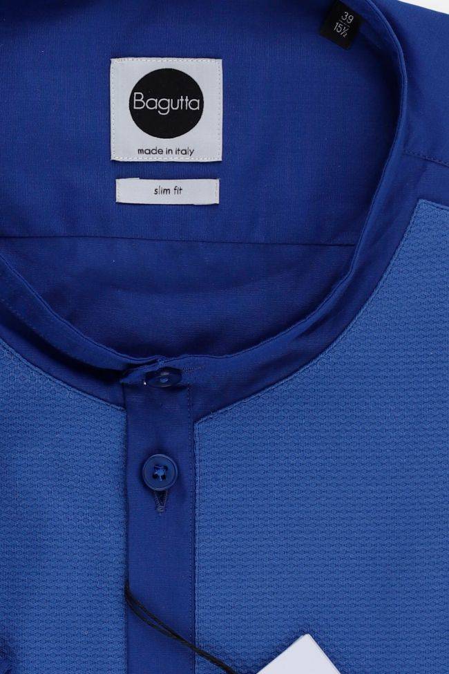 Bagutta Hemd Herren Bagutta Slim Halb Unifarben 97% Baumwolle 3% Elastan Kragen Mandarinkragen Lange Ärmel