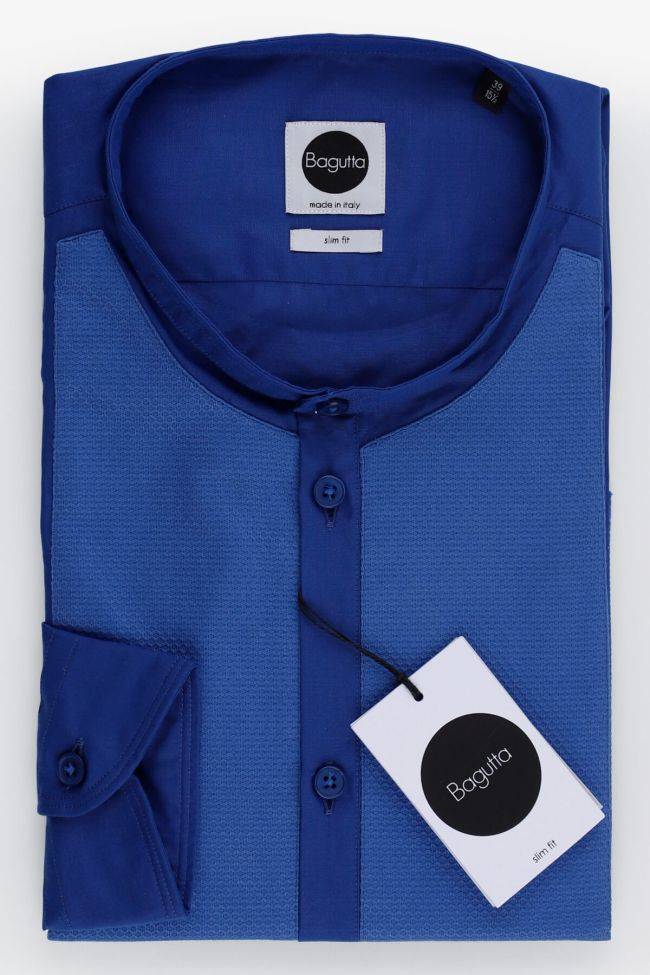 bagutta Hemd Herren Bagutta Slim Halb Unifarben 97% Baumwolle 3% elastan kragen Mandarinkragen Lange Ärmel