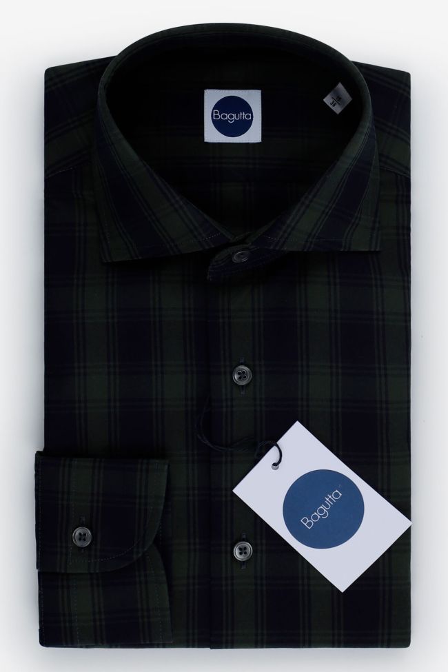 bagutta Hemd Herren Bagutta Slim Karo 100% Baumwolle kragen Französisch Lange Ärmel