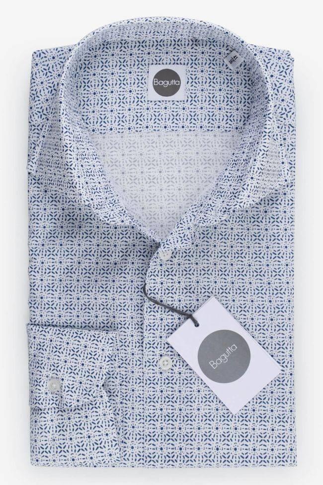 bagutta Hemd Herren Bagutta Slim Muster 100% Baumwolle kragen Französisch Lange Ärmel