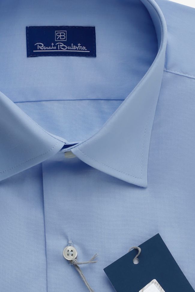 Balestra Hemd Herren Balestra Regular Einfarbig 100% Baumwolle Kragen Französisch Lange Ärmel