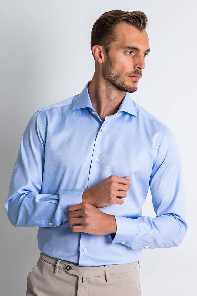 Barba Hemd Herren Barba Regular Einfarbig 100% Baumwolle Kragen Französisch Lange Ärmel