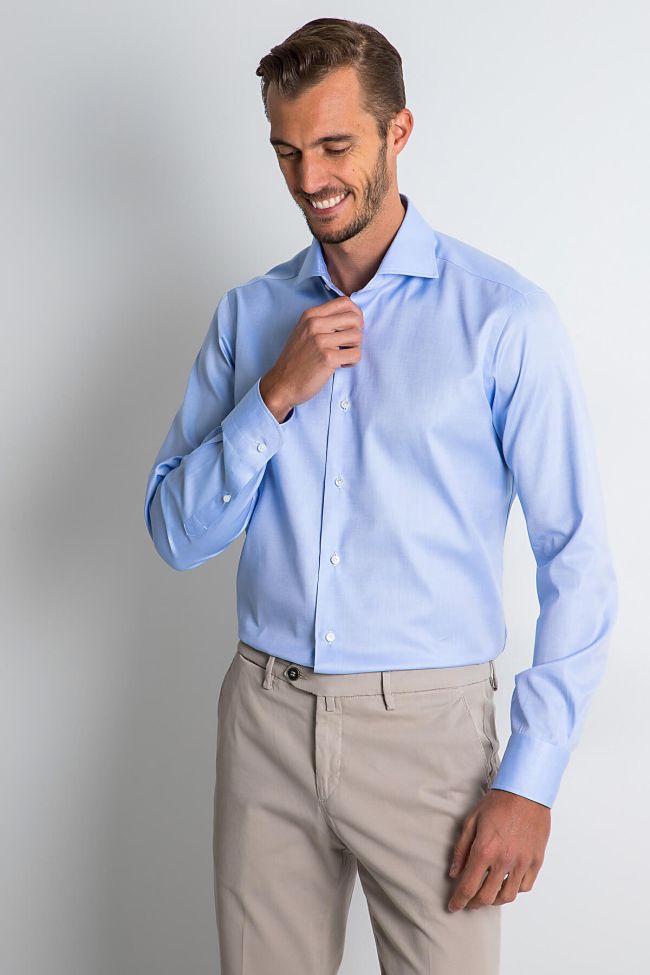 Barba Hemd Herren Barba Regular Einfarbig 100% Baumwolle Kragen Französisch Lange Ärmel