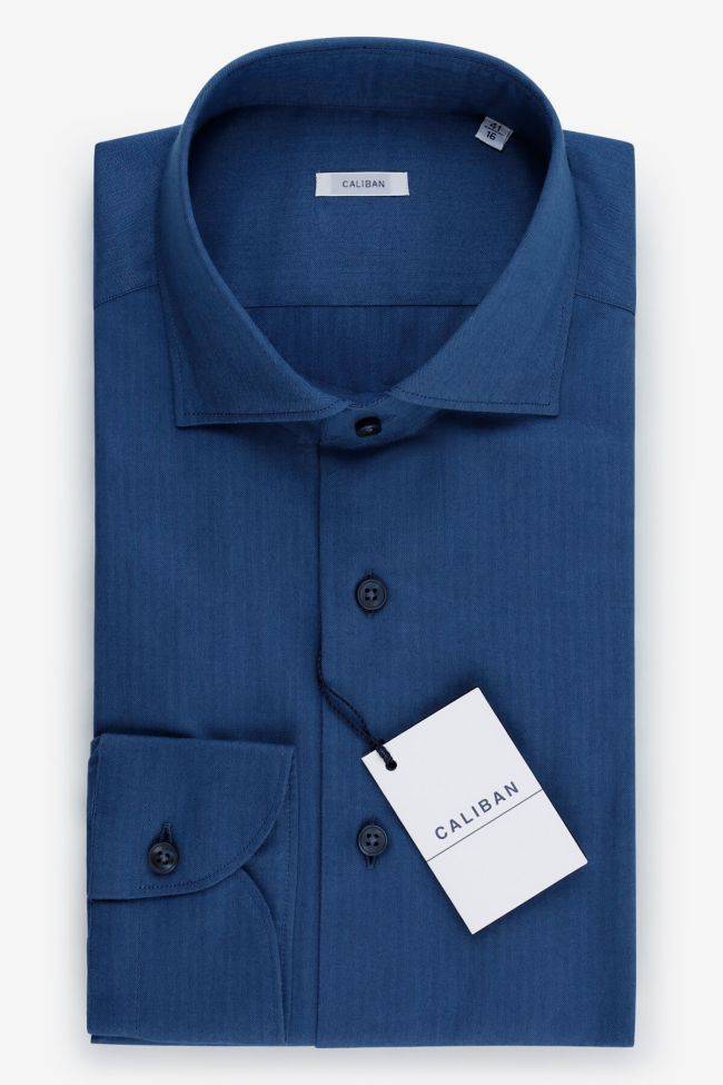caliban Hemd Herren Caliban Regular Einfarbig 100% Baumwolle kragen Französisch Lange Ärmel