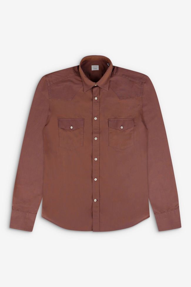 Caliban Hemd Herren Caliban Regular Einfarbig 100% Baumwolle Kragen Italienisch Lange Ärmel