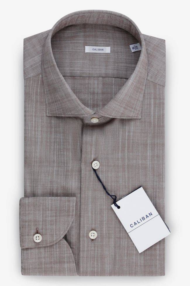 caliban Hemd Herren Caliban Regular Einfarbig 100% Baumwolle kragen Französisch Lange Ärmel