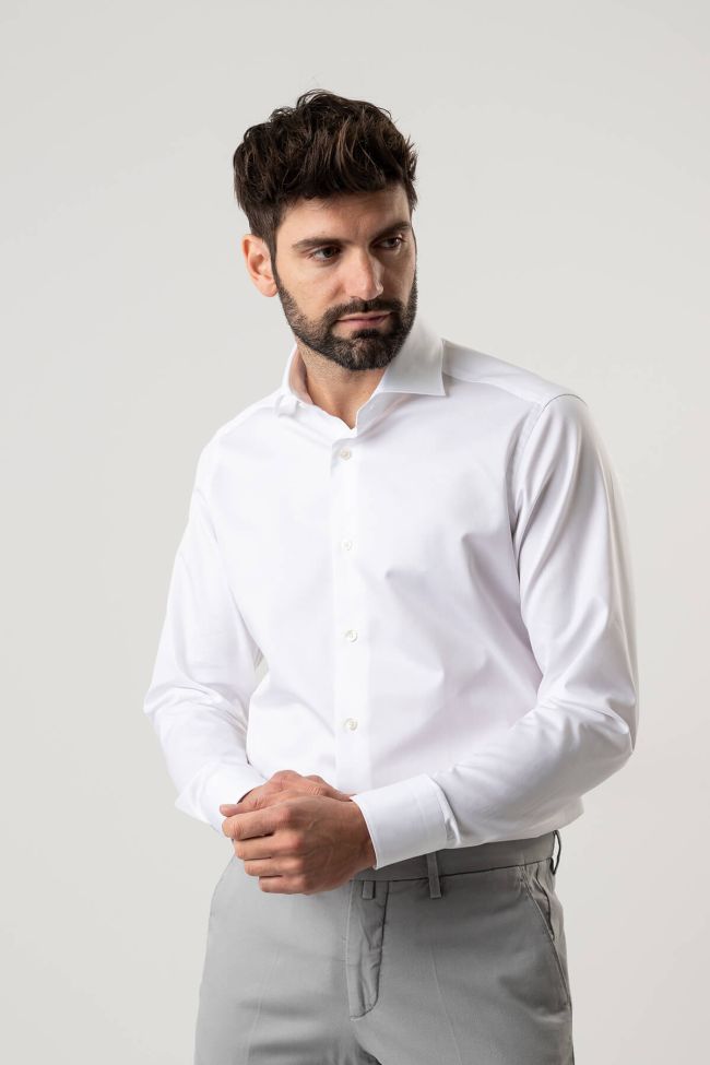 Caliban Hemd Herren Caliban Regular Einfarbig 100% Baumwolle Kragen Französisch Lange Ärmel