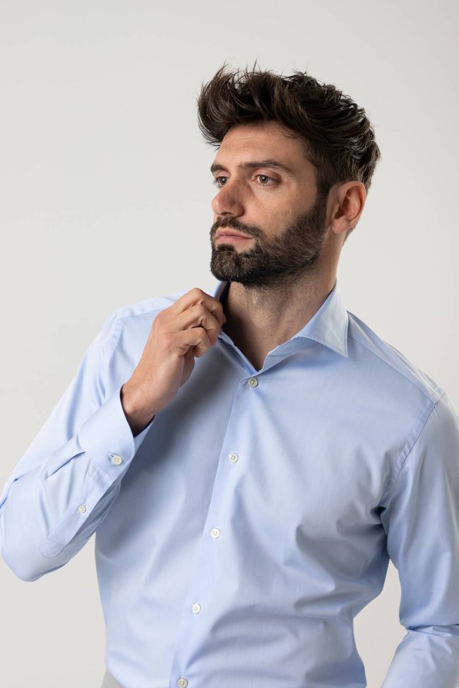 Caliban Hemd Herren Caliban Regular Einfarbig 100% Baumwolle Kragen Französisch Lange Ärmel