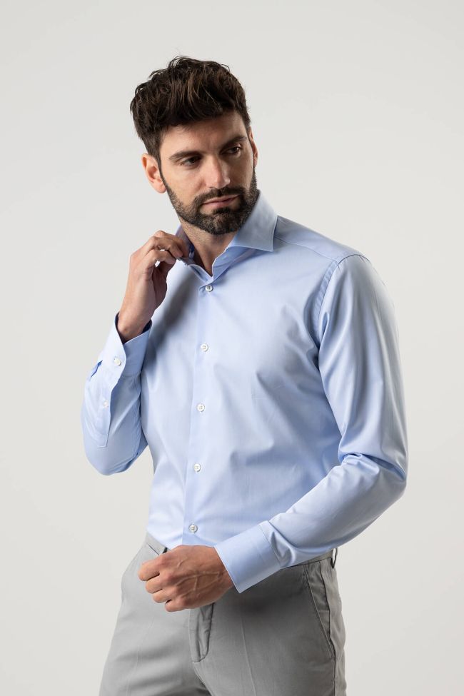 Caliban Hemd Herren Caliban Regular Einfarbig 100% Baumwolle Kragen Französisch Lange Ärmel