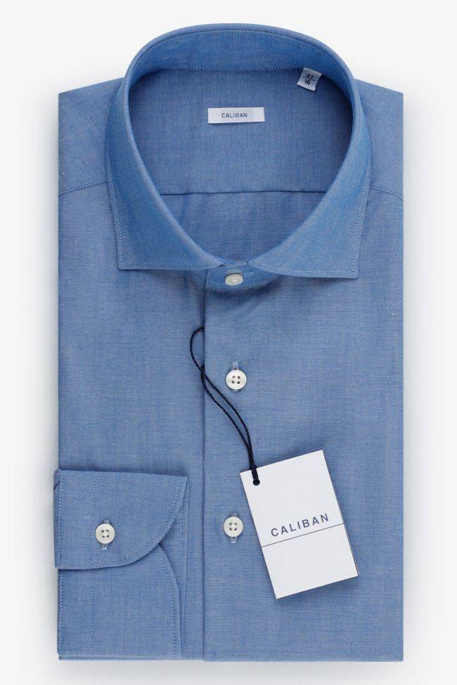 caliban Hemd Herren Caliban Regular Einfarbig 100% Baumwolle kragen Französisch Lange Ärmel