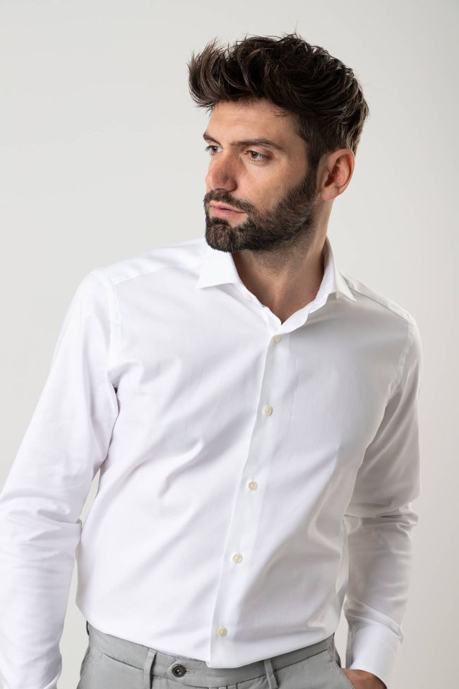 Caliban Hemd Herren Caliban Regular Einfarbig 100% Baumwolle Kragen Französisch Lange Ärmel