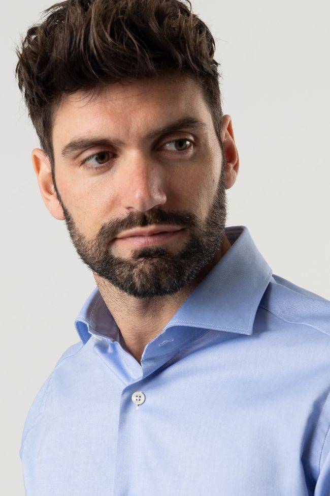 Caliban Hemd Herren Caliban Regular Einfarbig 100% Baumwolle Kragen Französisch Lange Ärmel