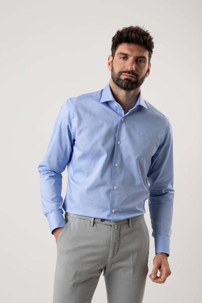 Caliban Hemd Herren Caliban Regular Einfarbig 100% Baumwolle Kragen Französisch Lange Ärmel
