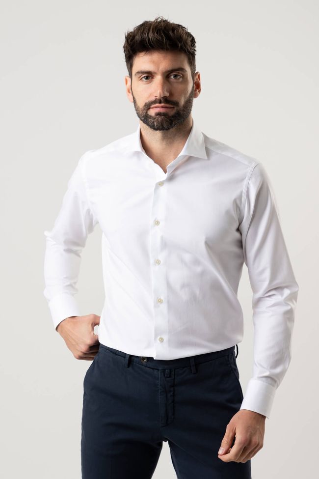 Caliban Hemd Herren Caliban Regular Einfarbig 100% Baumwolle Kragen Französisch Lange Ärmel