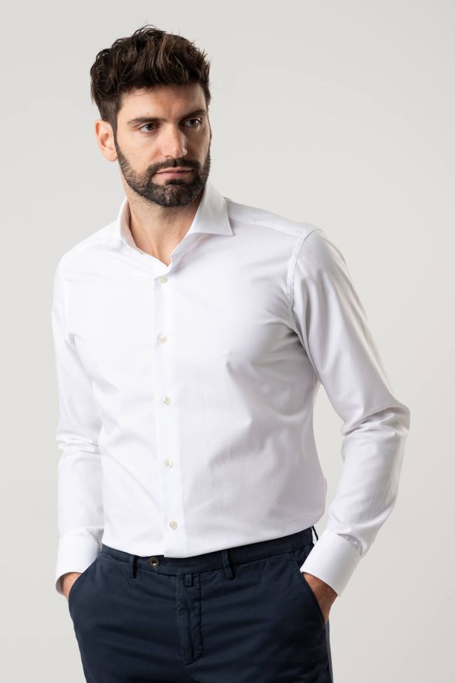 Caliban Hemd Herren Caliban Regular Einfarbig 100% Baumwolle Kragen Französisch Lange Ärmel