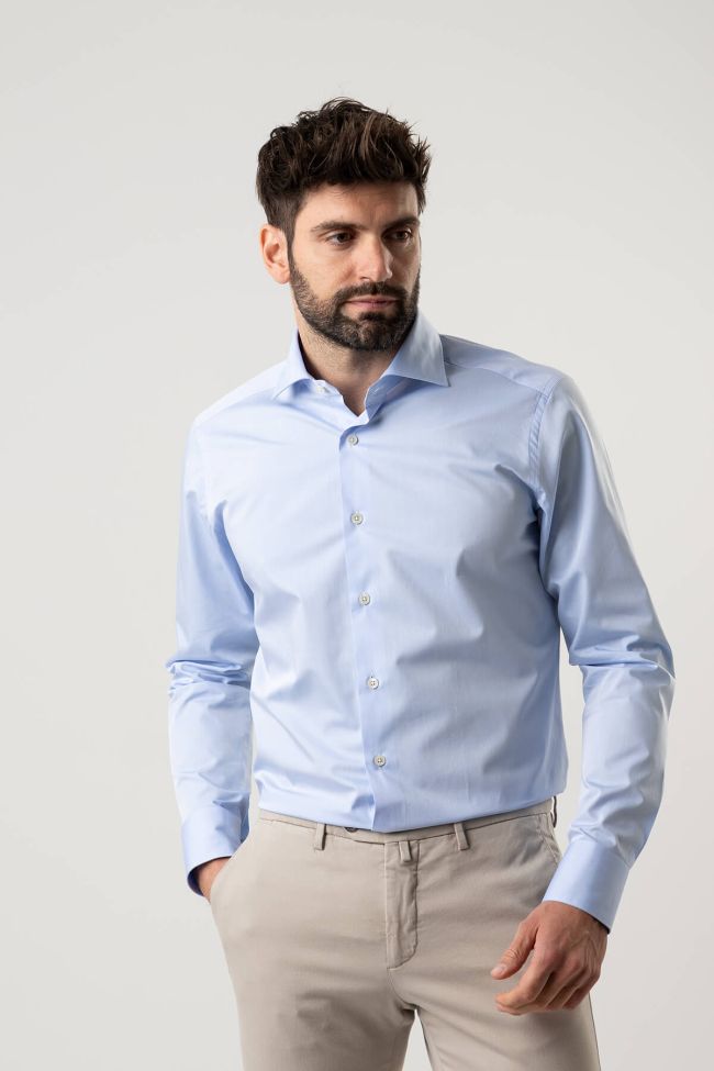 Caliban Hemd Herren Caliban Regular Einfarbig 100% Baumwolle Kragen Französisch Lange Ärmel