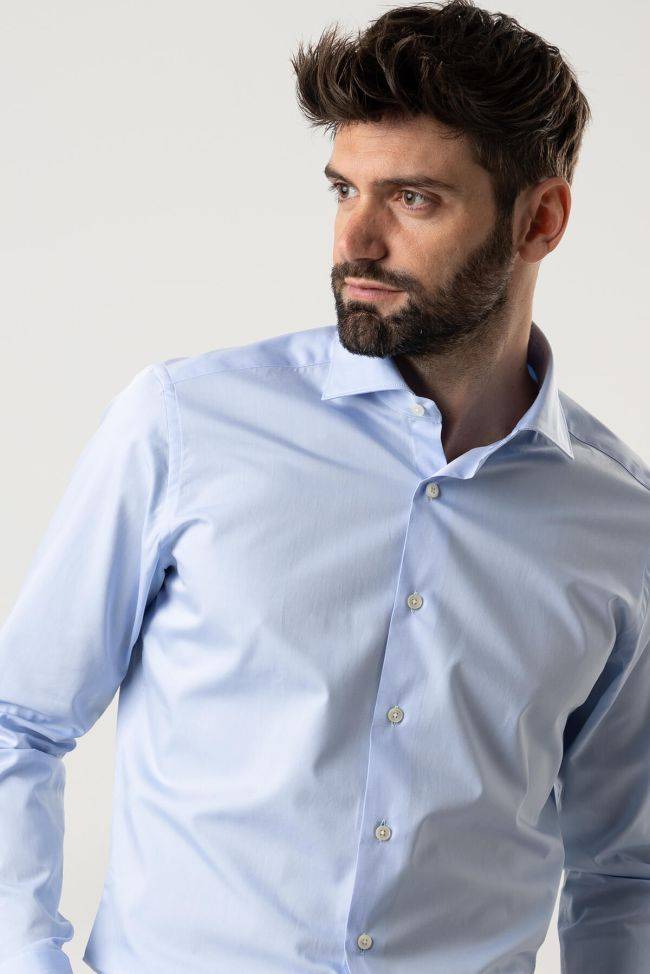 Caliban Hemd Herren Caliban Regular Einfarbig 100% Baumwolle Kragen Französisch Lange Ärmel