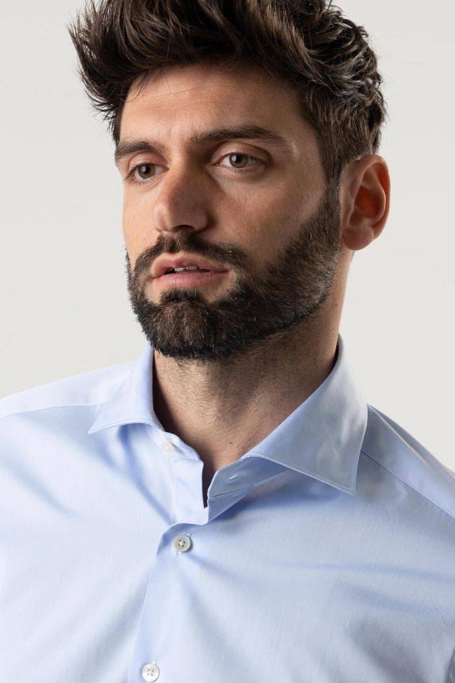 caliban Hemd Herren Caliban Regular Einfarbig 100% Baumwolle kragen Französisch Lange Ärmel