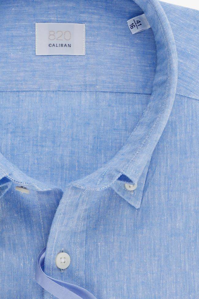 Caliban Hemd Herren Caliban Regular Einfarbig 56% Linen 44% Cotton Kragen Button-Down Lange Ärmel