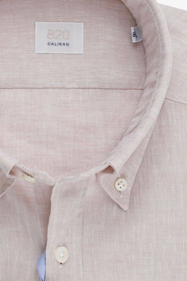 Caliban Hemd Herren Caliban Regular Einfarbig 56% Linen 44% Cotton Kragen Button-Down Lange Ärmel
