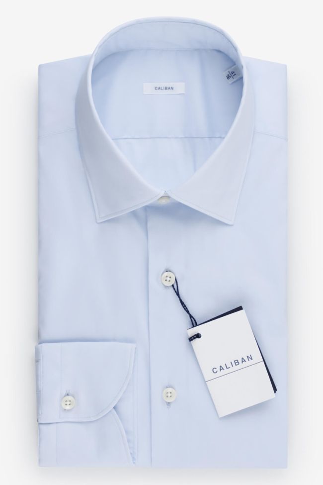 caliban Hemd Herren Caliban Regular Einfarbig 70% cotton 27% pa 3% ea kragen Italienisch Lange Ärmel