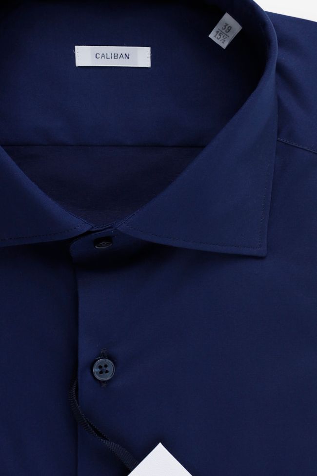 Caliban Hemd Herren Caliban Regular Einfarbig 97% Baumwolle 3% Elastan Kragen Französisch Lange Ärmel