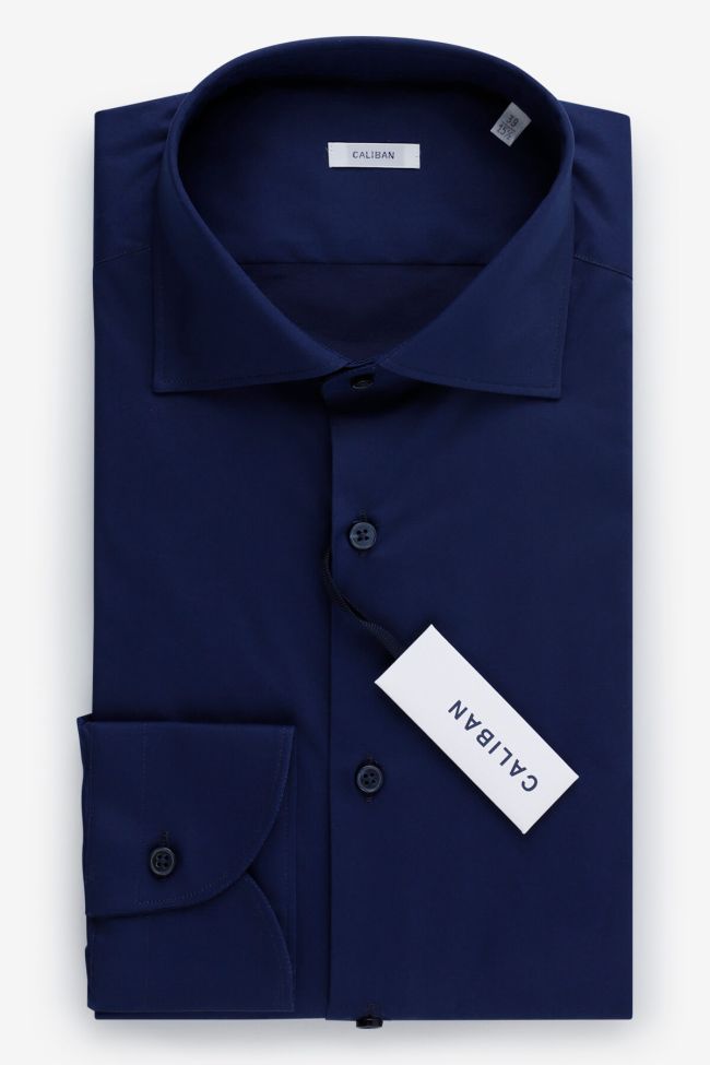 caliban Hemd Herren Caliban Regular Einfarbig 97% Baumwolle 3% elastan kragen Französisch Lange Ärmel