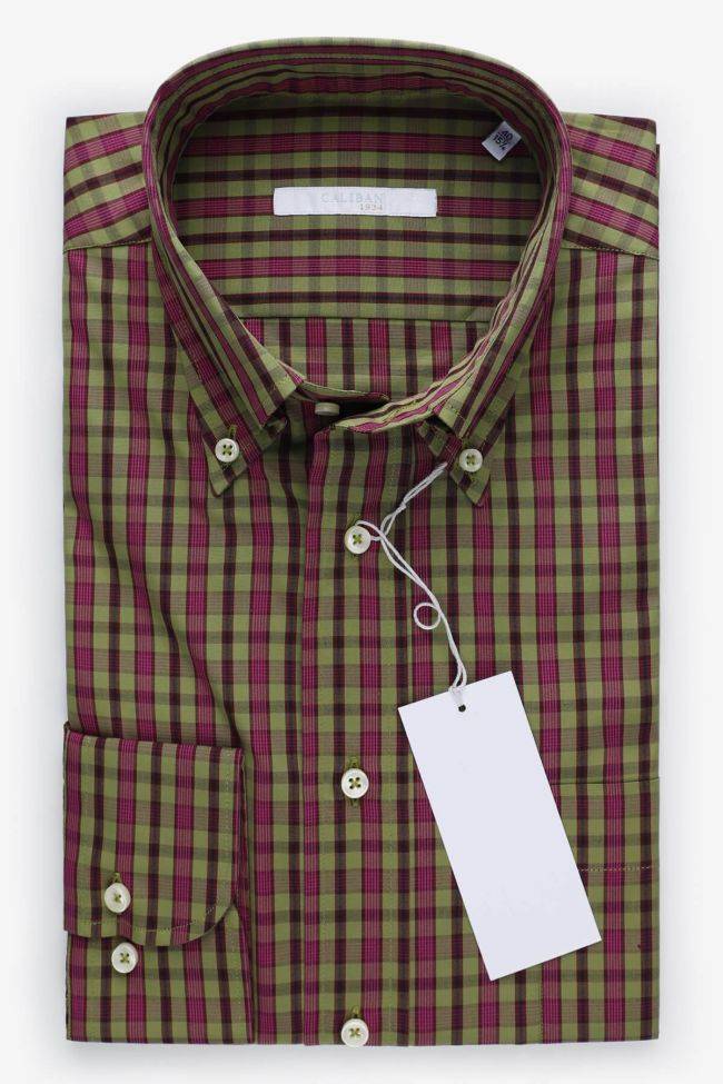 caliban Hemd Herren Caliban Regular Karo 100% Baumwolle kragen Button-Down Lange Ärmel