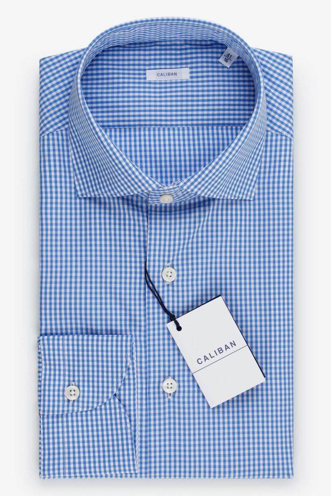 caliban Hemd Herren Caliban Regular Karo 100% Baumwolle kragen Französisch Lange Ärmel