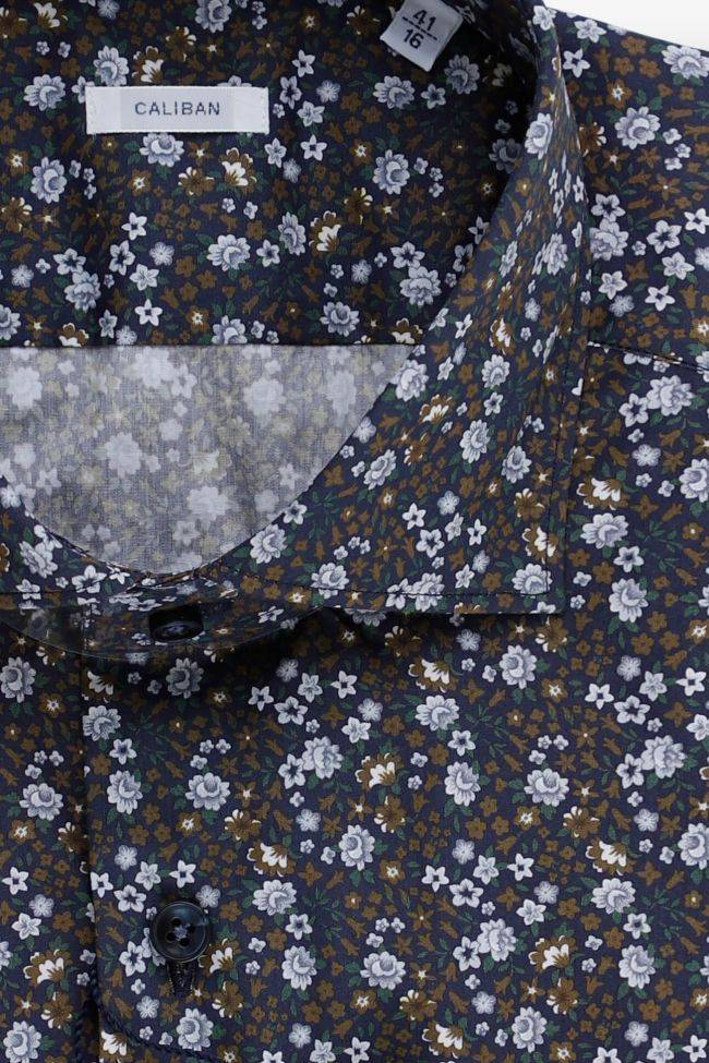Caliban Hemd Herren Caliban Regular Muster 100% Baumwolle Kragen Französisch Lange Ärmel