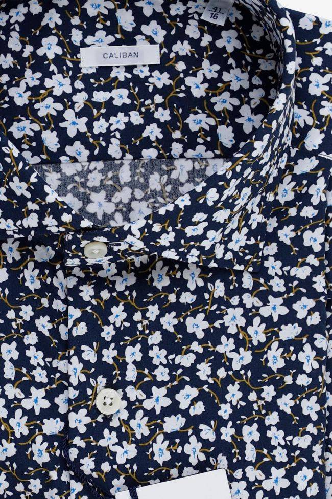 Caliban Hemd Herren Caliban Regular Muster 100% Baumwolle Kragen Französisch Lange Ärmel
