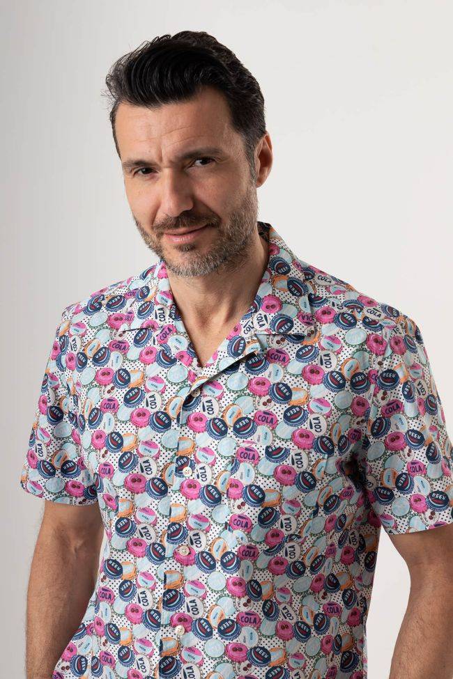 Caliban Hemd Herren Caliban Regular Muster 56% Linen 44% Cotton Kragen Französisch Kurze Ärmel