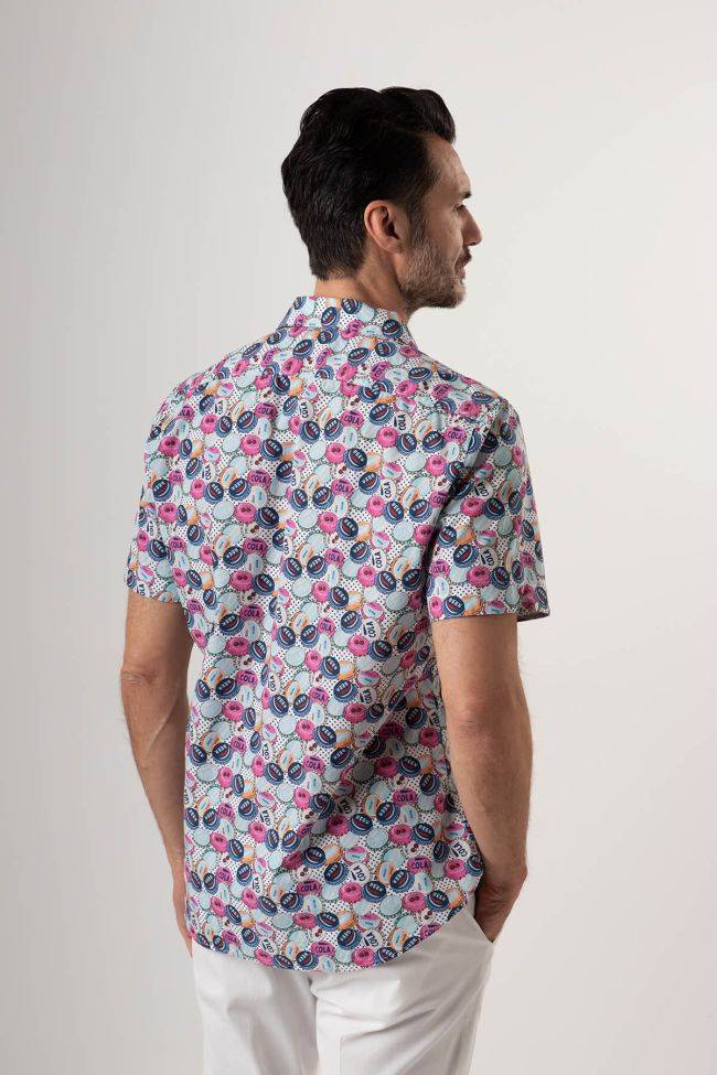 Caliban Hemd Herren Caliban Regular Muster 56% Linen 44% Cotton Kragen Französisch Kurze Ärmel