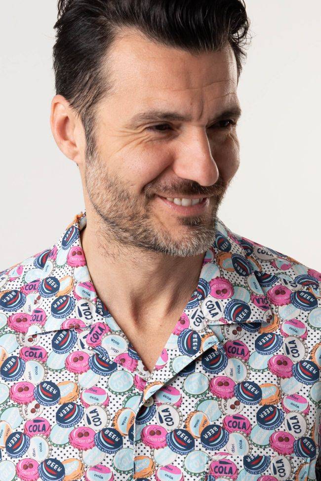 Caliban Hemd Herren Caliban Regular Muster 56% Linen 44% Cotton Kragen Französisch Kurze Ärmel