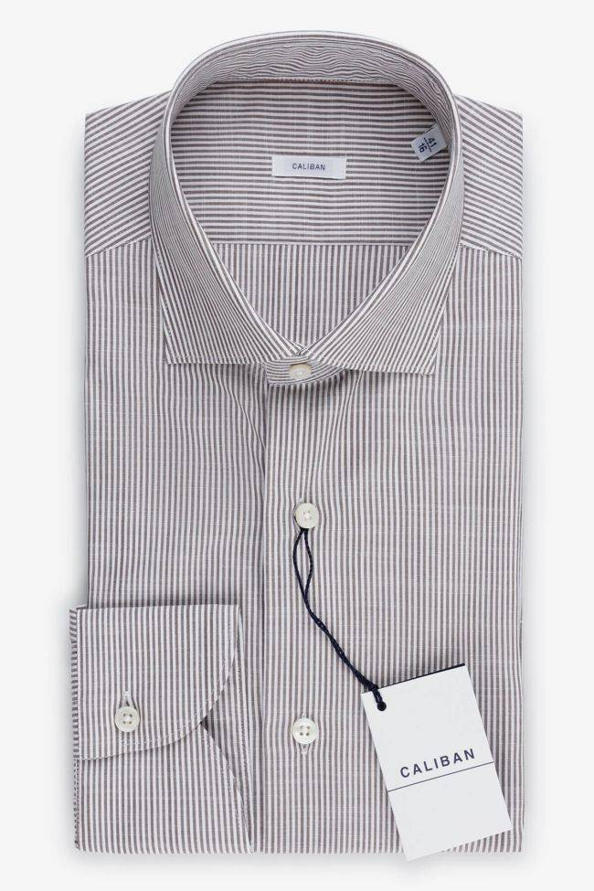 caliban Hemd Herren Caliban Regular Streifen 100% Baumwolle kragen Französisch Lange Ärmel