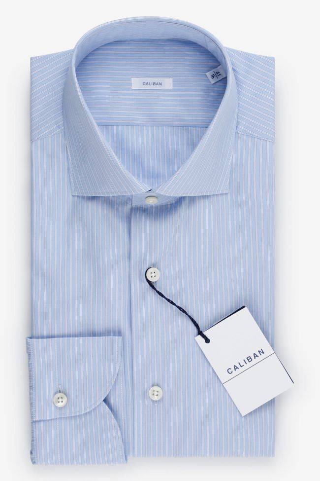 caliban Hemd Herren Caliban Regular Streifen 100% Baumwolle kragen Französisch Lange Ärmel